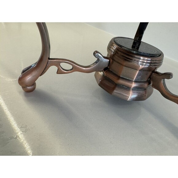 VINTAGE LAPIS LAZULI WORLD GLOBE DESK TABLE TOP GEMSTONES COPPER STAND COMPASS - Picture 5 of 16